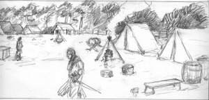 Village scene concept art